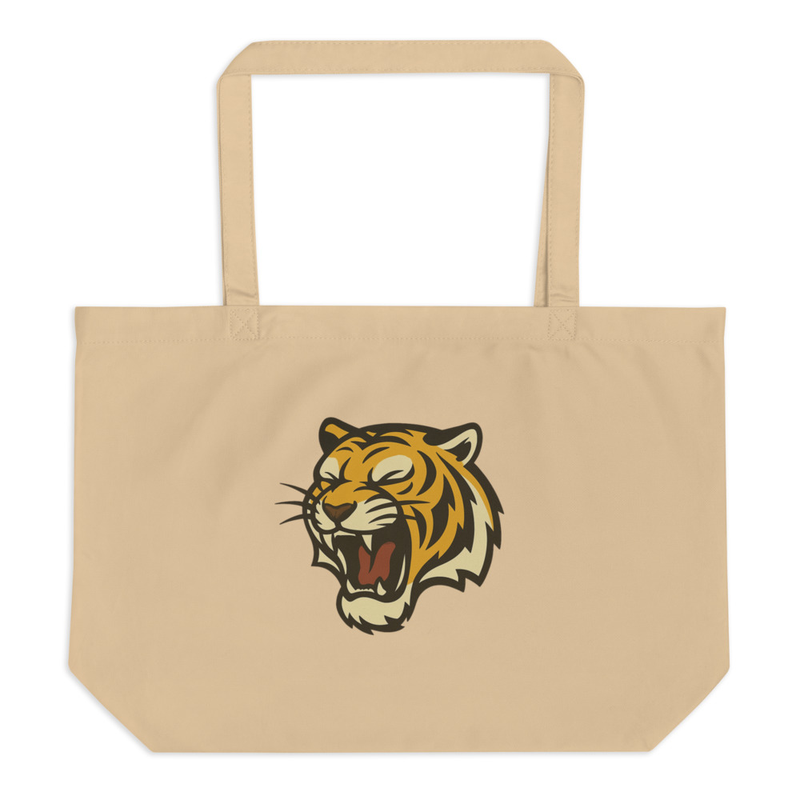 Beige Tote Bag with Tiger Print