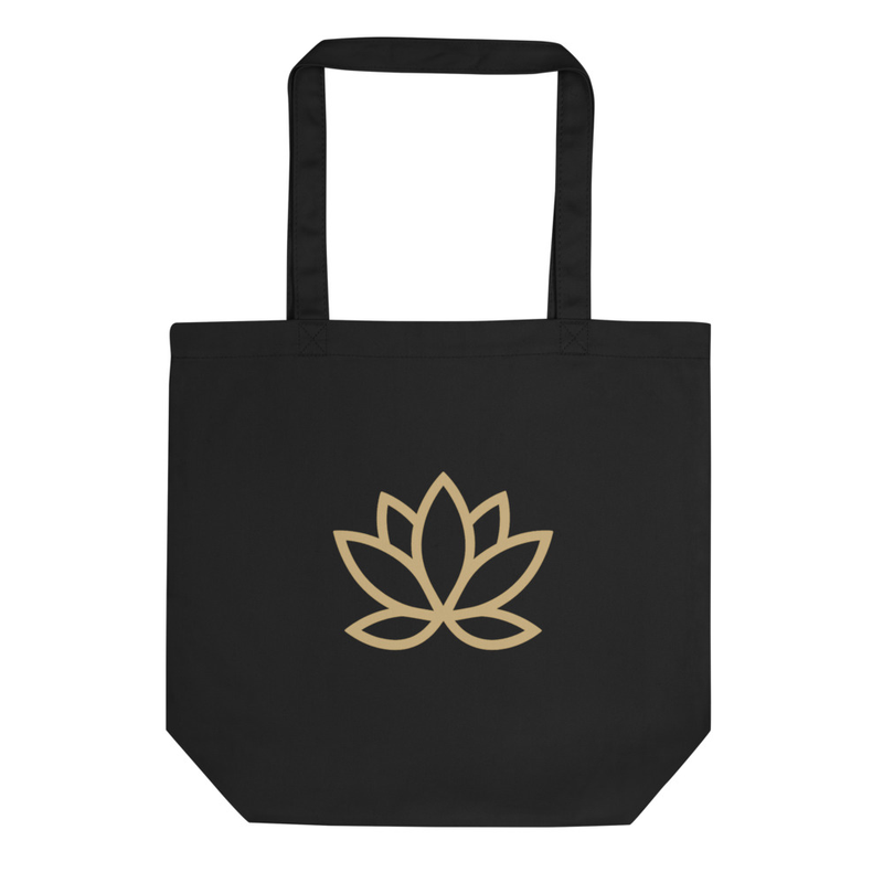 Beige Lotus Tote Bag