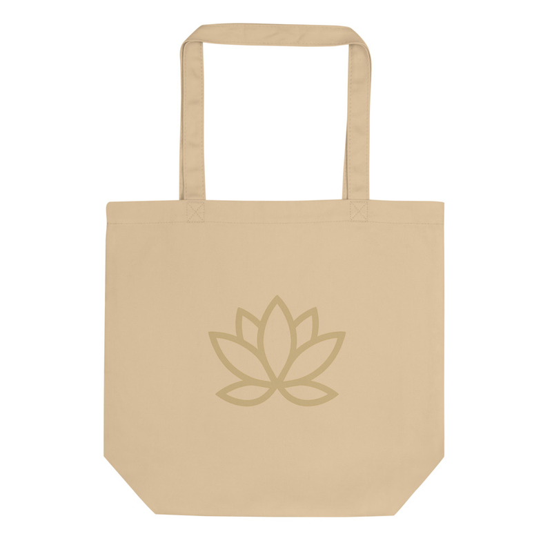 Beige Lotus Tote Bag