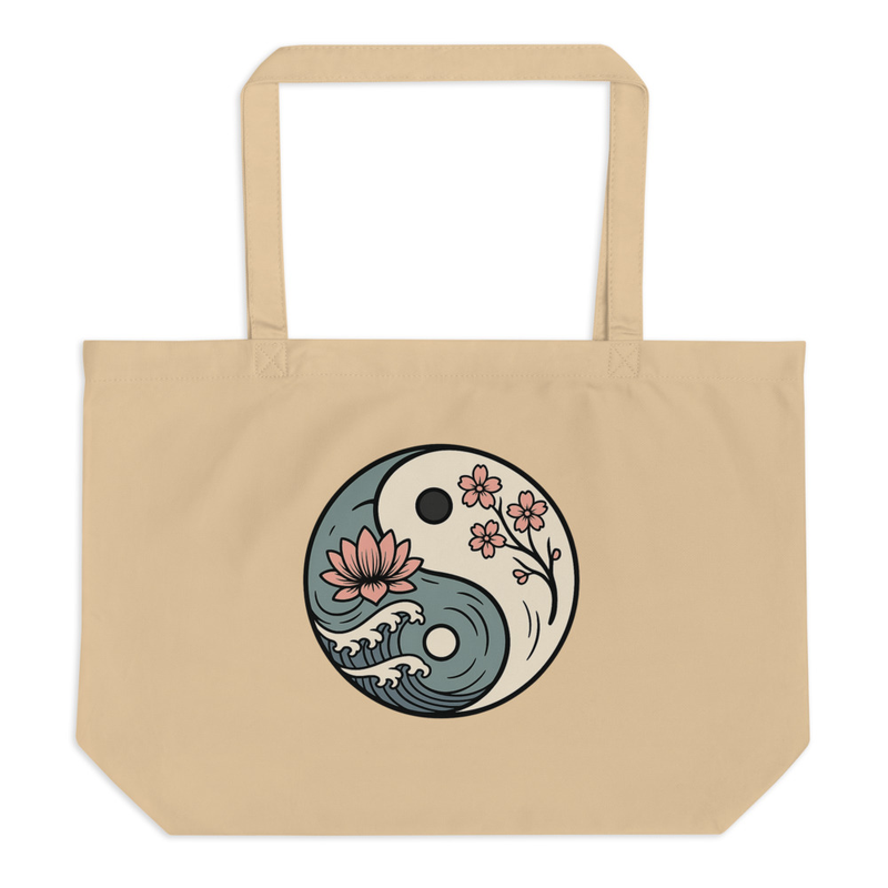 Yin Yang Lotus Wave Tote Bag