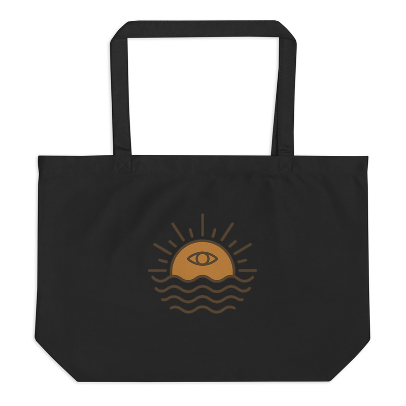 Black Tote Bag with Sunset Eye Design