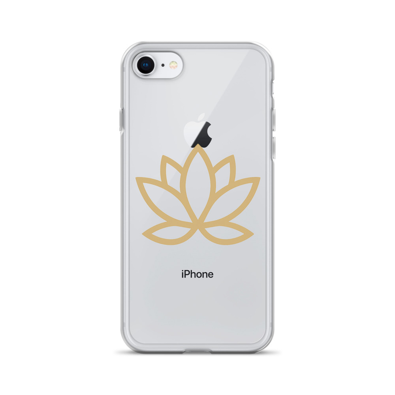 Clear iPhone Case with Gold Lotus Design