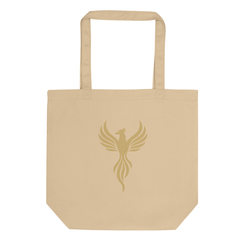 Black Tote Bag with Gold Phoenix Design