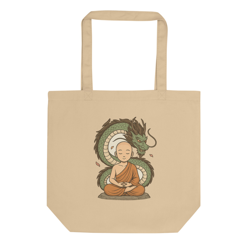 Zen Monk and Dragon Tote Bag