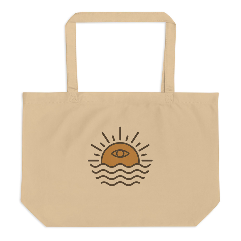 Black Tote Bag with Sunset Eye Design
