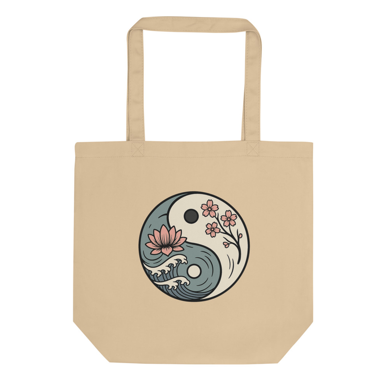 Yin Yang Floral Tote Bag