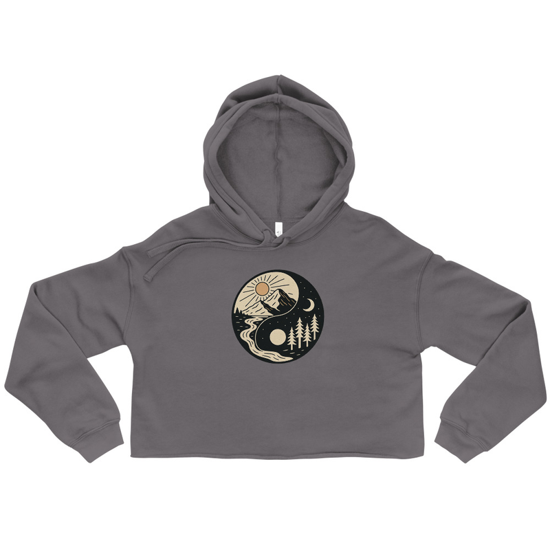 Cropped Hoodie with Nature Yin Yang Design