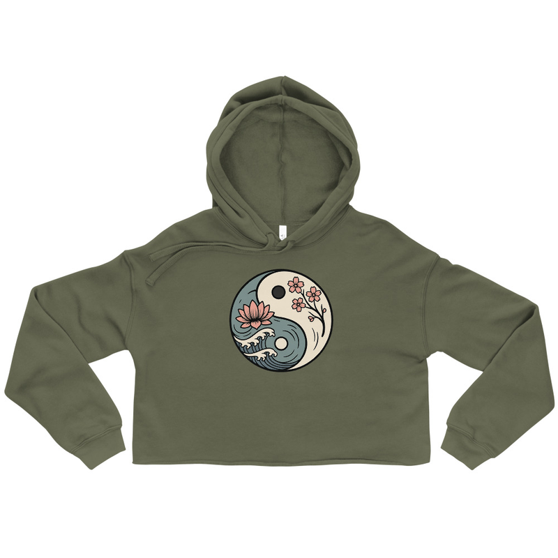 Yin Yang Floral Crop Hoodie