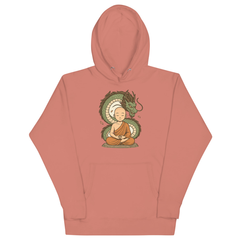 Buddha and Dragon Printed Hoodie