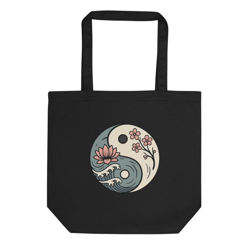 Yin Yang Floral Tote Bag