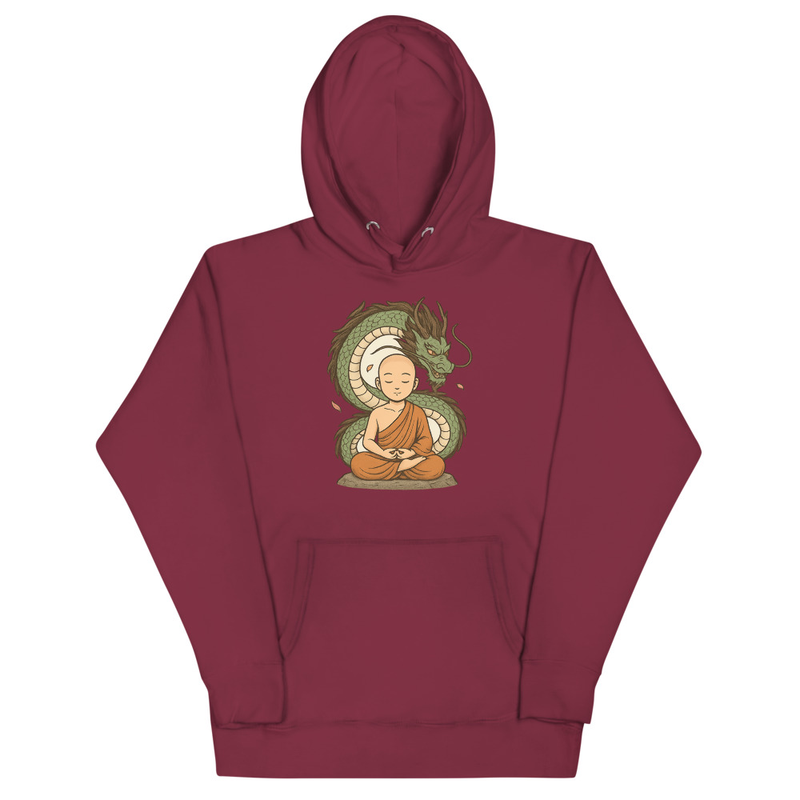 Buddha and Dragon Printed Hoodie