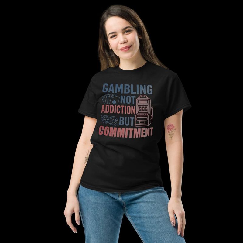 Blue and Red Gambling Commitment Statement T-Shirt