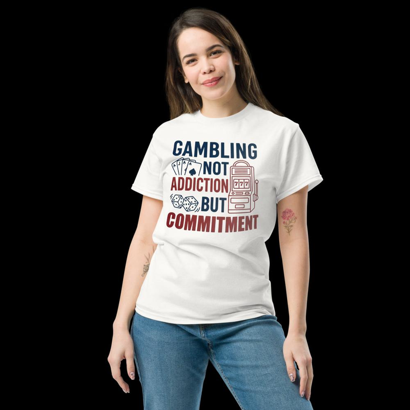 Blue and Red Gambling Commitment Statement T-Shirt