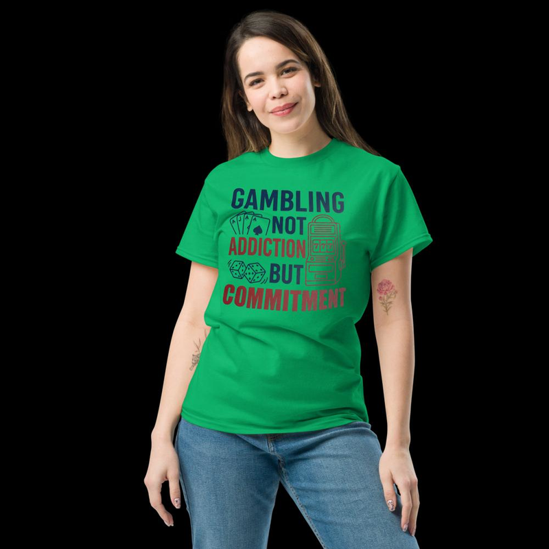 Blue and Red Gambling Commitment Statement T-Shirt