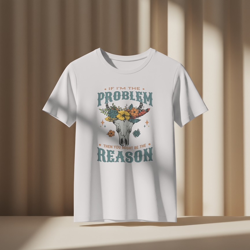 Western Floral Cow Skull Print 