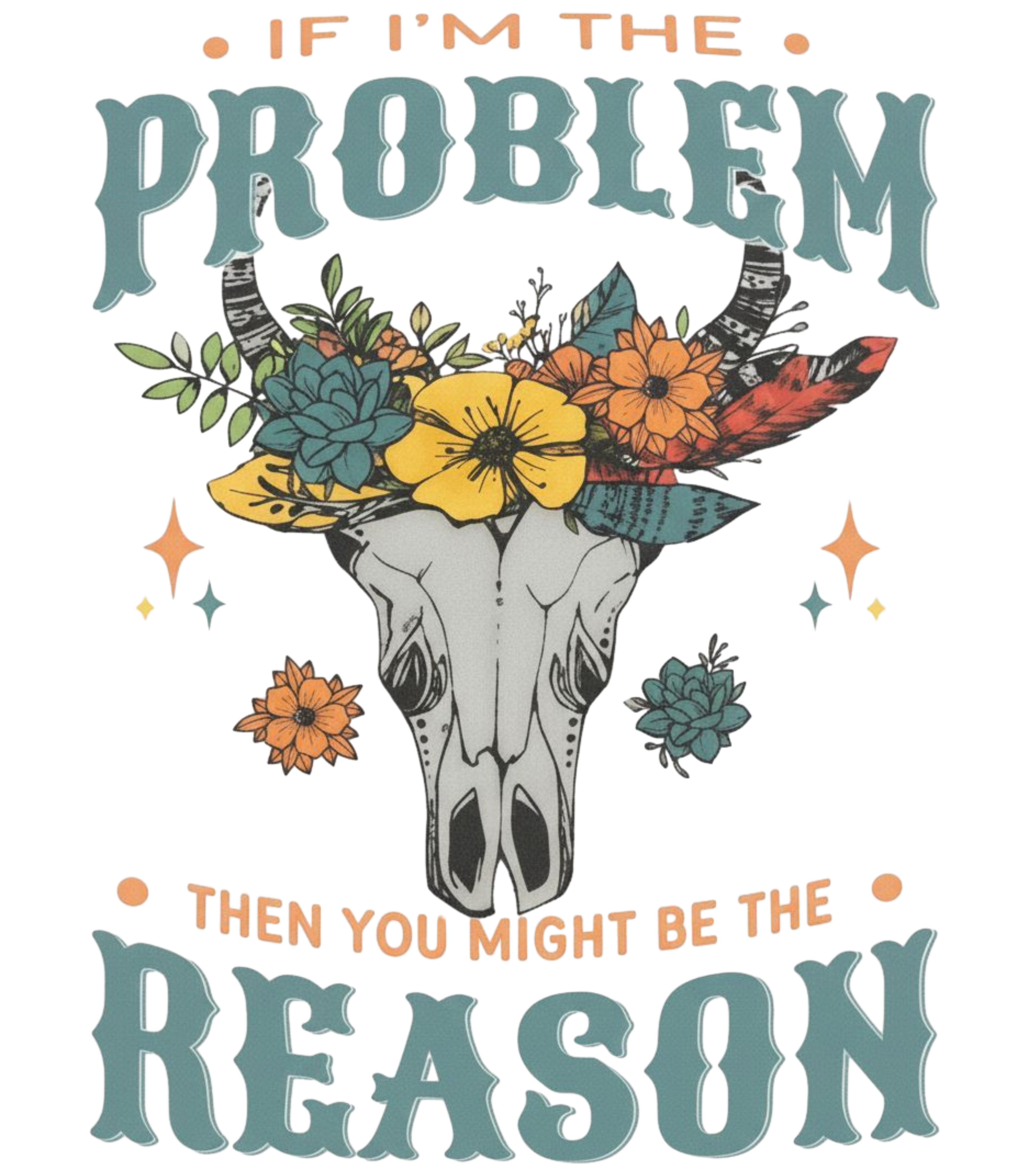 Western Floral Cow Skull Print