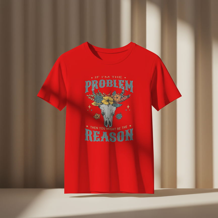 Western Floral Cow Skull Print 