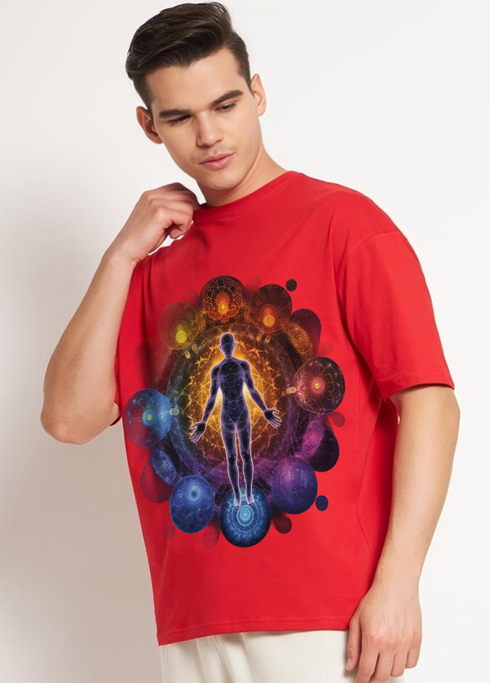 Cosmic Chakra Oversized T-Shirt || Red ||