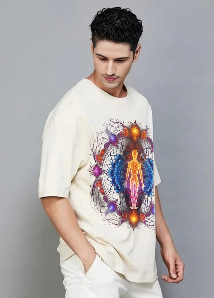 Cosmic Energy Aura oversized T shirt || Off White ||