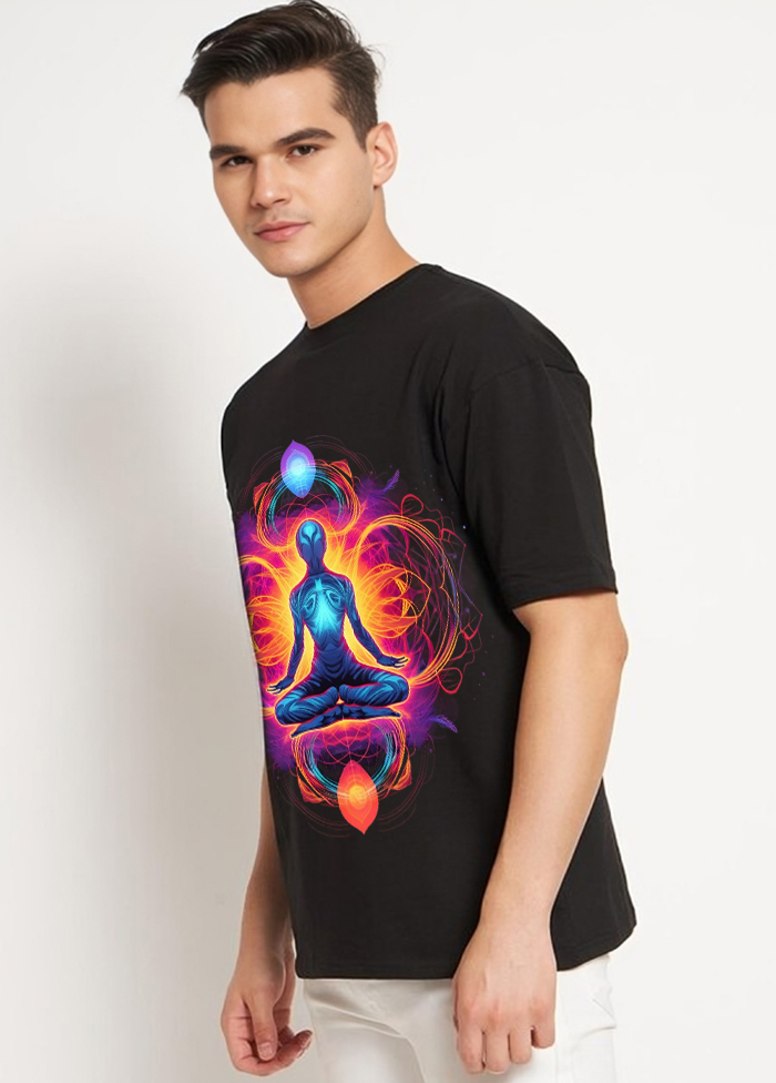 Cosmic Chakra Oversized T-Shirt || Black ||