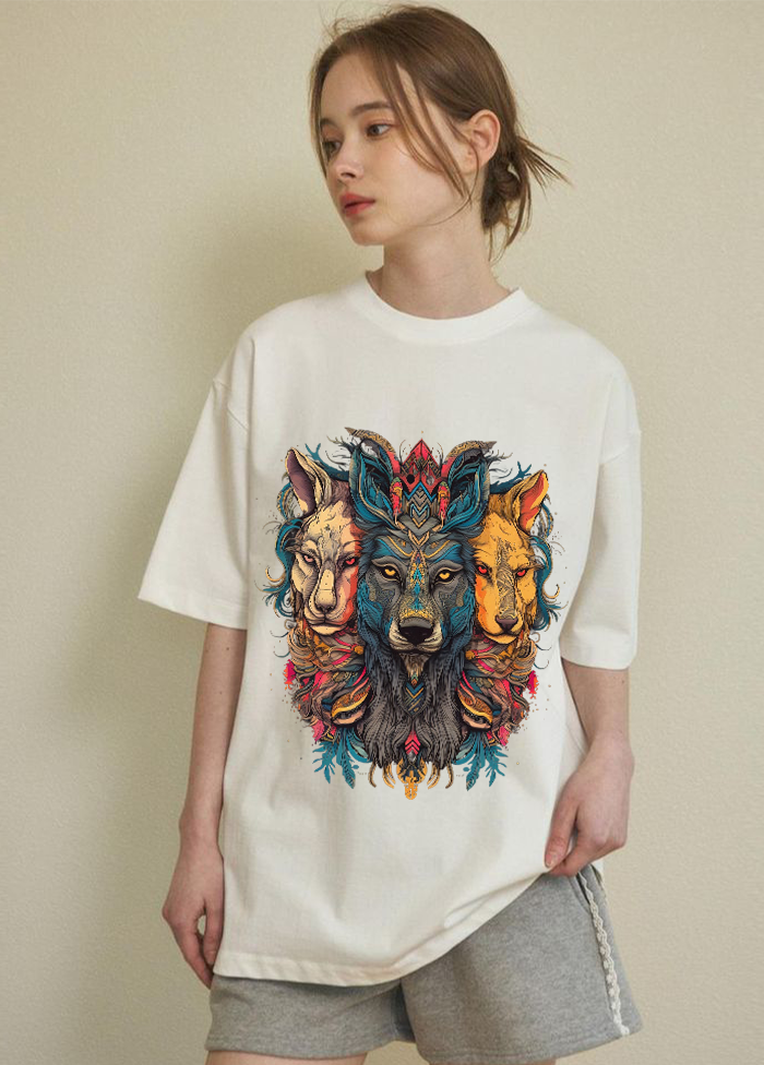 Tribal Spirit Animal Oversized T-Shirt || Off White ||
