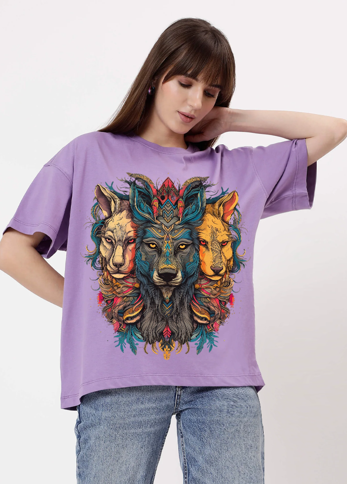Tribal Spirit Animal Oversized T-Shirt || Lavender ||