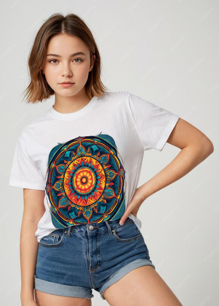 Oversized Mandala T-Shirt || White ||