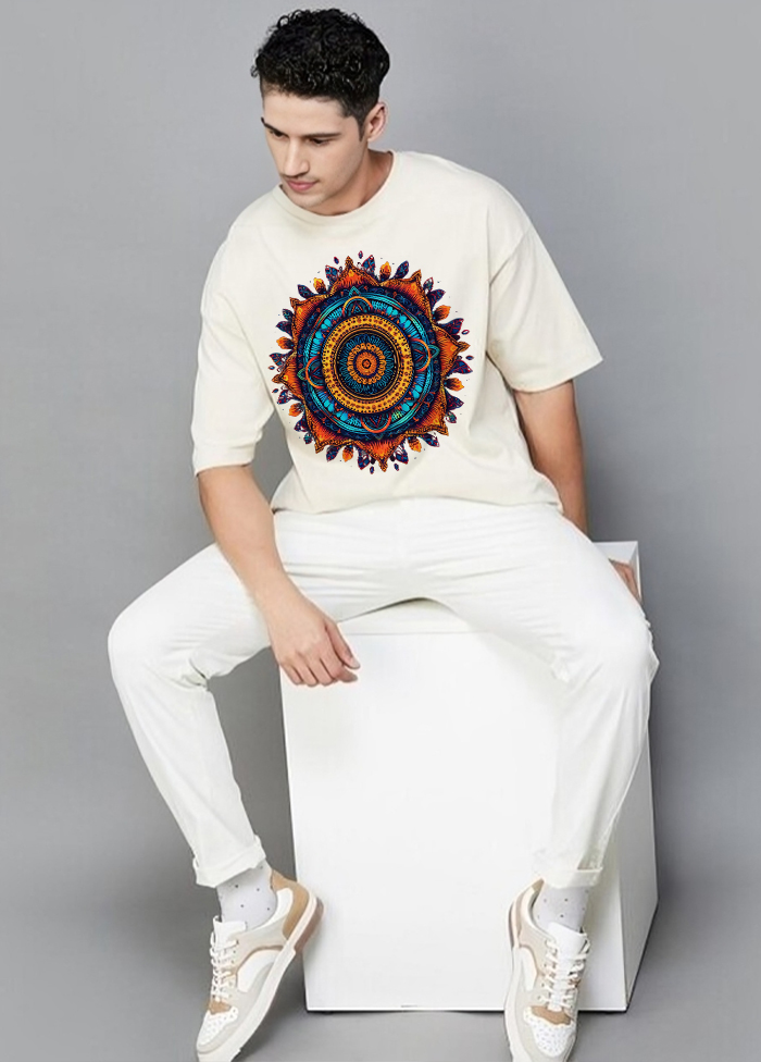 Oversized Artistic Mandala T-Shirt || Off White ||