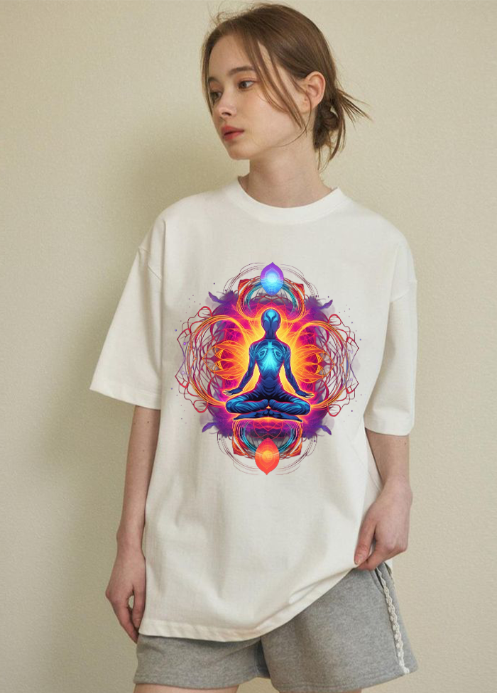 Cosmic Chakra Oversized T-Shirt || Off-White ||