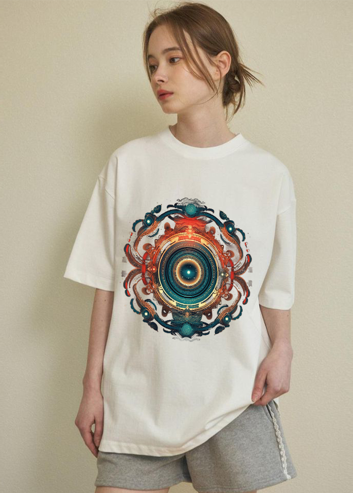 Oversized Artistic Mandala T-Shirt || Off White ||