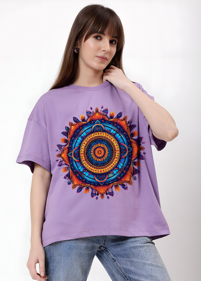 Chakra Alignment Mandala oversized T shirt || Lavender ||