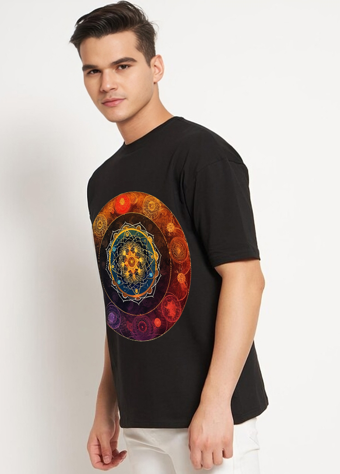 Chakra Alignment Mandala oversized T shirt || Black ||