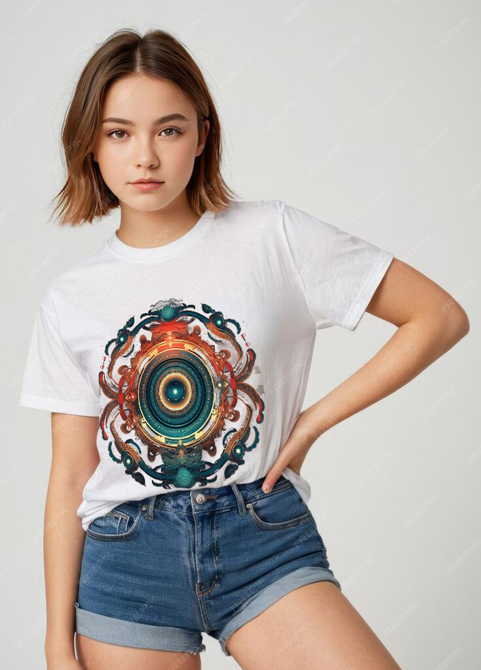 Oversized Artistic Mandala T-Shirt || White ||