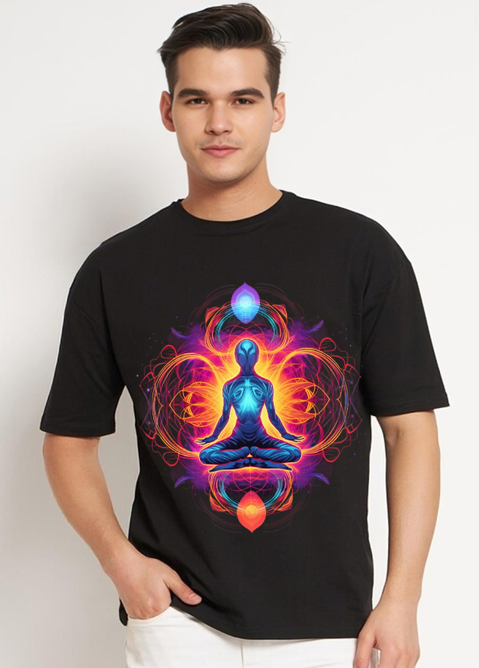 Cosmic Chakra Oversized T-Shirt || Black ||