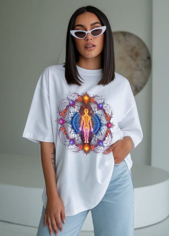 Cosmic Energy Aura oversized T shirt || White ||