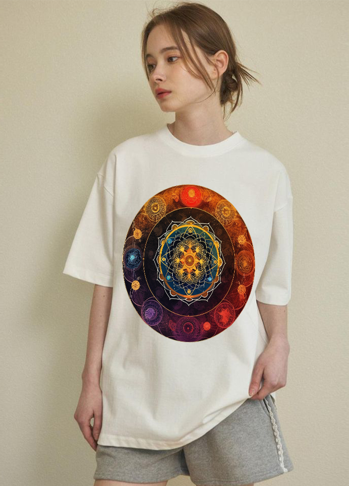 Chakra Alignment Mandala oversized T shirt || Off White ||
