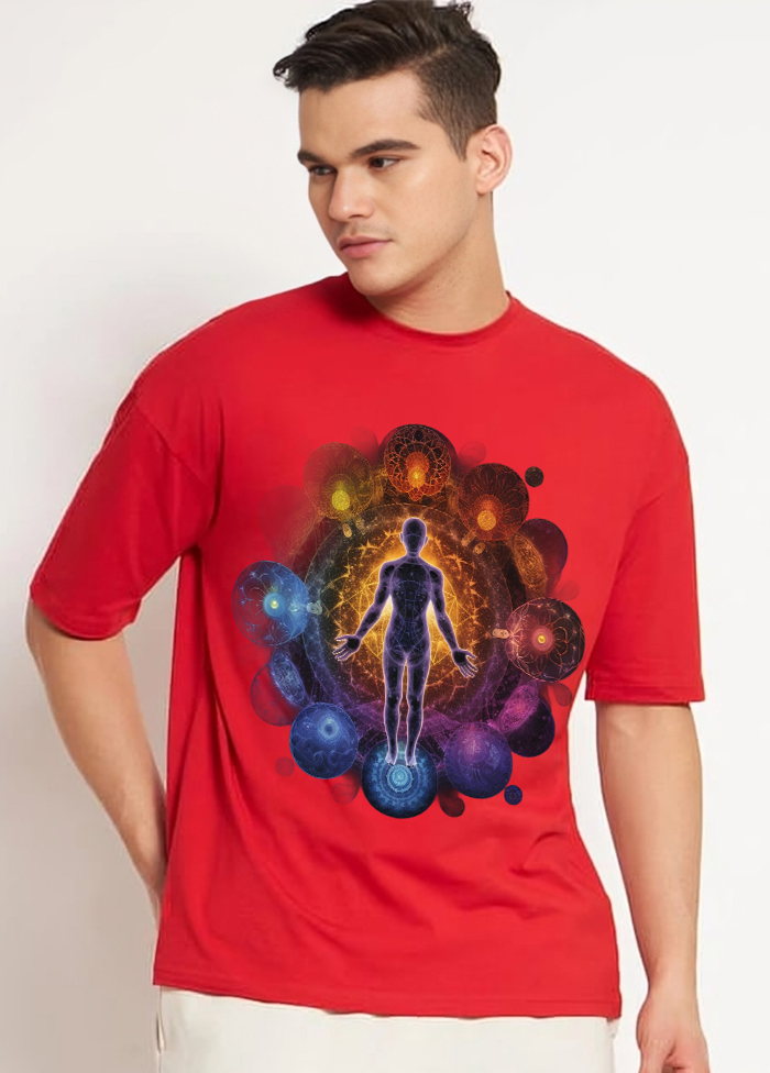 Cosmic Chakra Oversized T-Shirt || Red ||