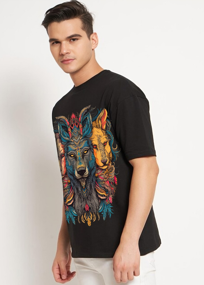 Tribal Spirit Animal Oversized T-Shirt || BLACK ||