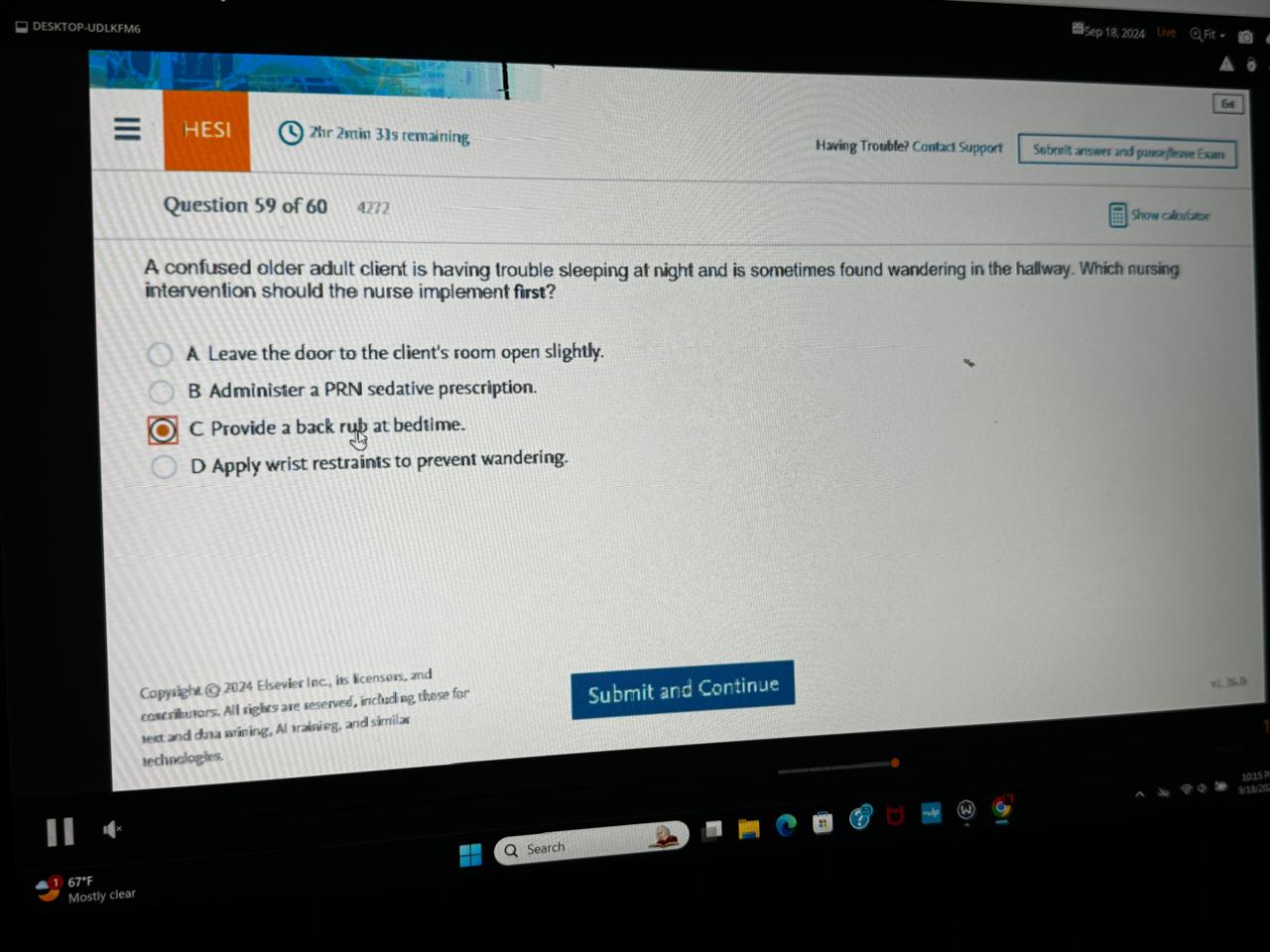  Foundations of Nursing (D439) OA 2