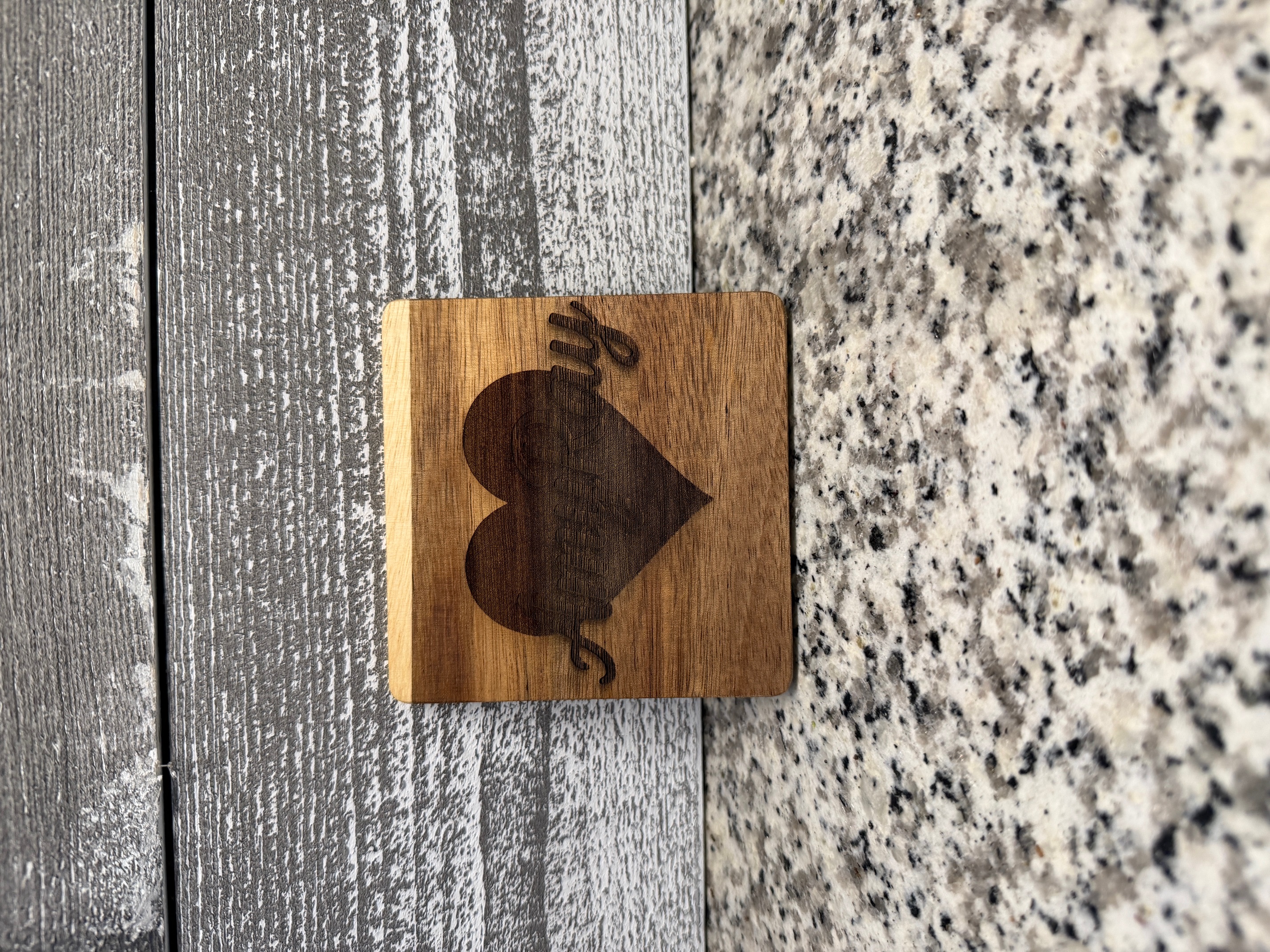 4" Acacia Wood Square Coaster