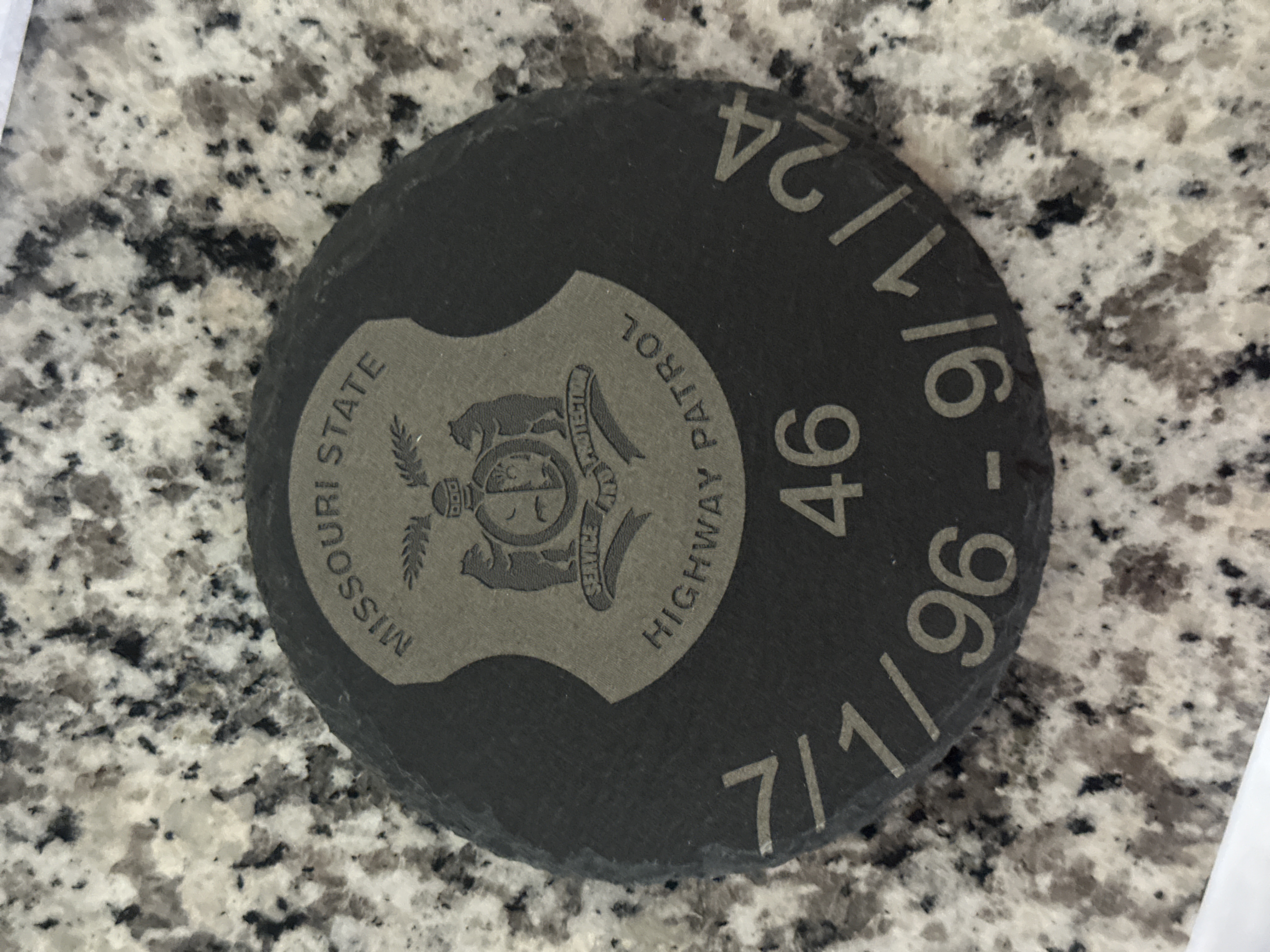 Custom Engraved Slate Coaster (4" Round)