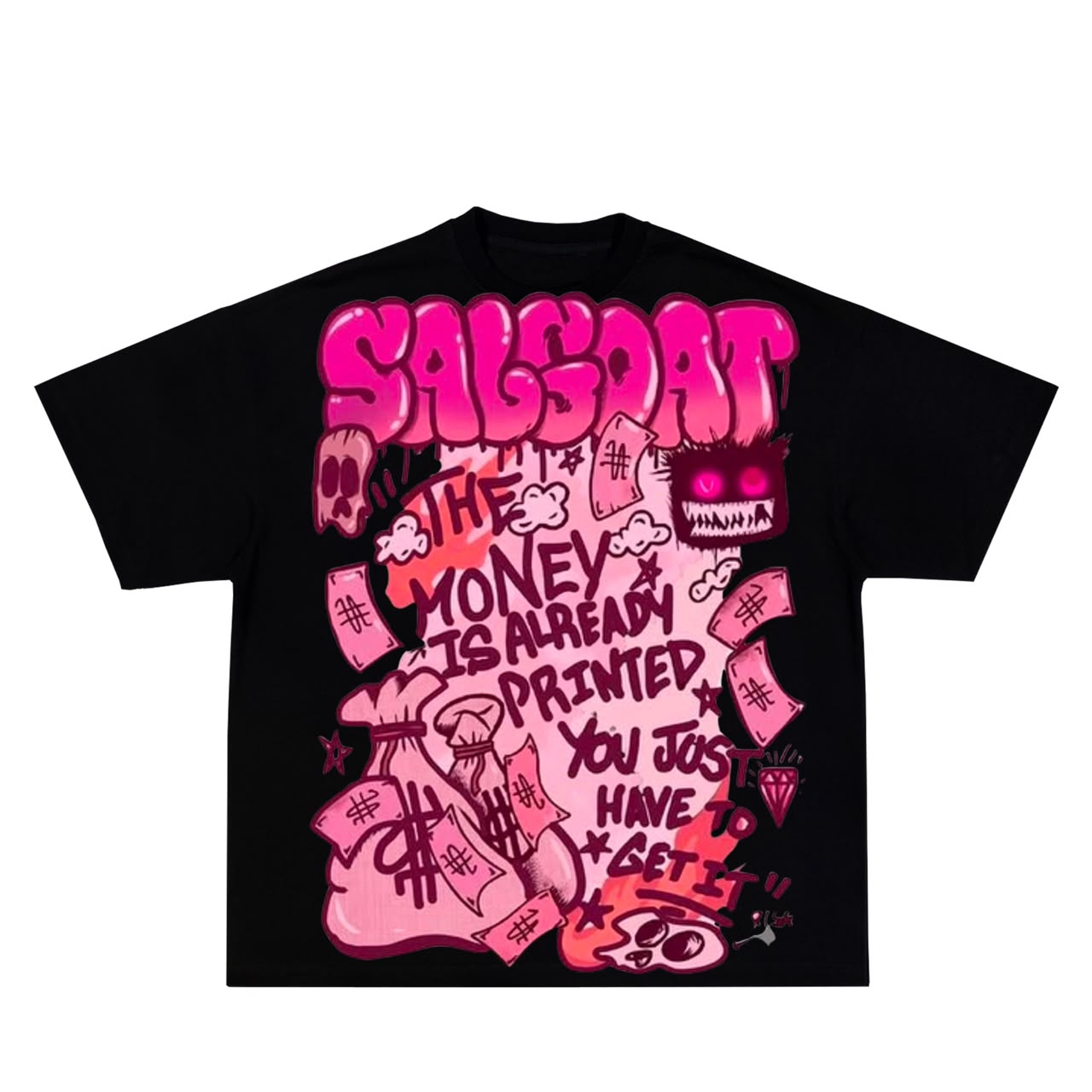 T-shirt noir slgoat rose