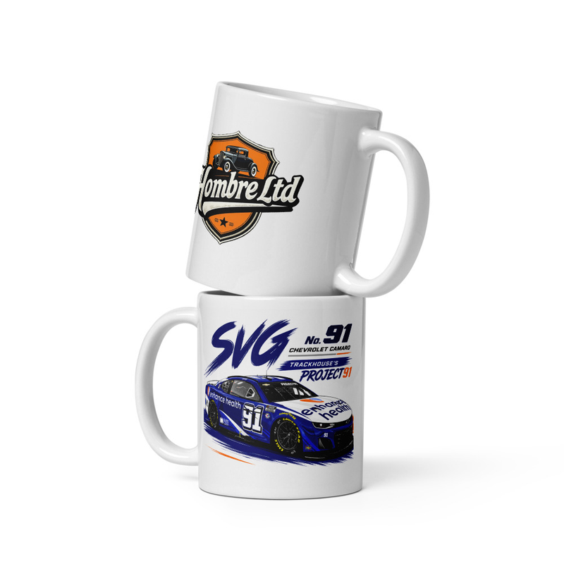 White glossy mug - SVG NASCAR #91