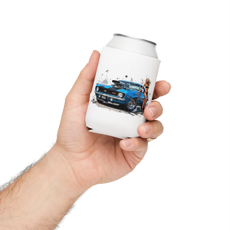 Blue Camaro and Pinup Can Cooler