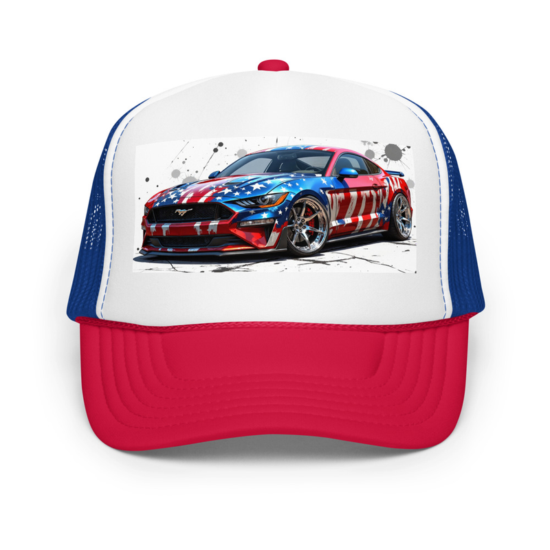 Patriotic Mustang Foam trucker hat