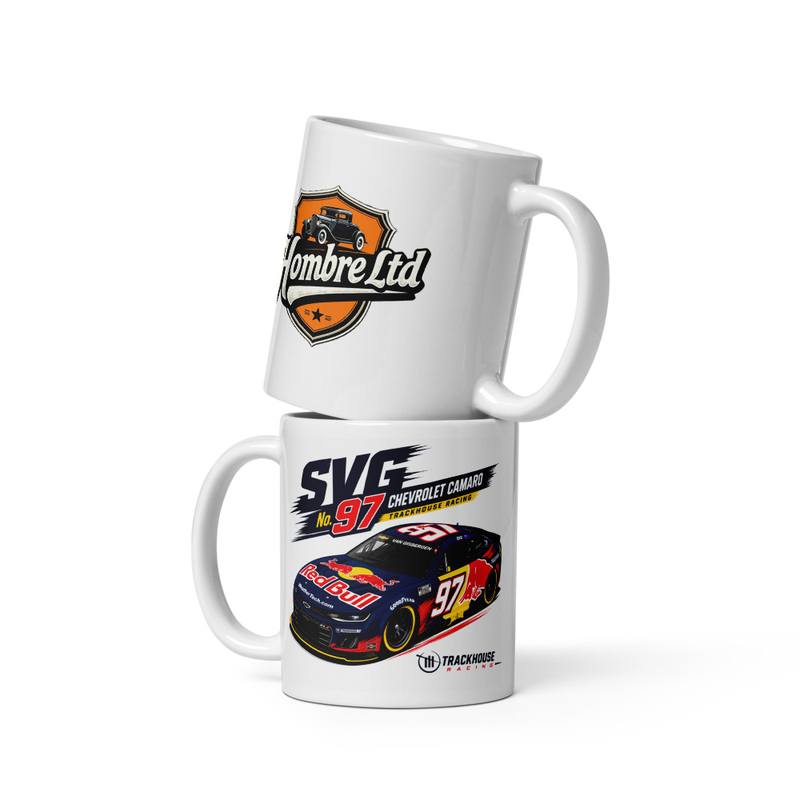 White glossy mug - SVG NASCAR #97 - Blue