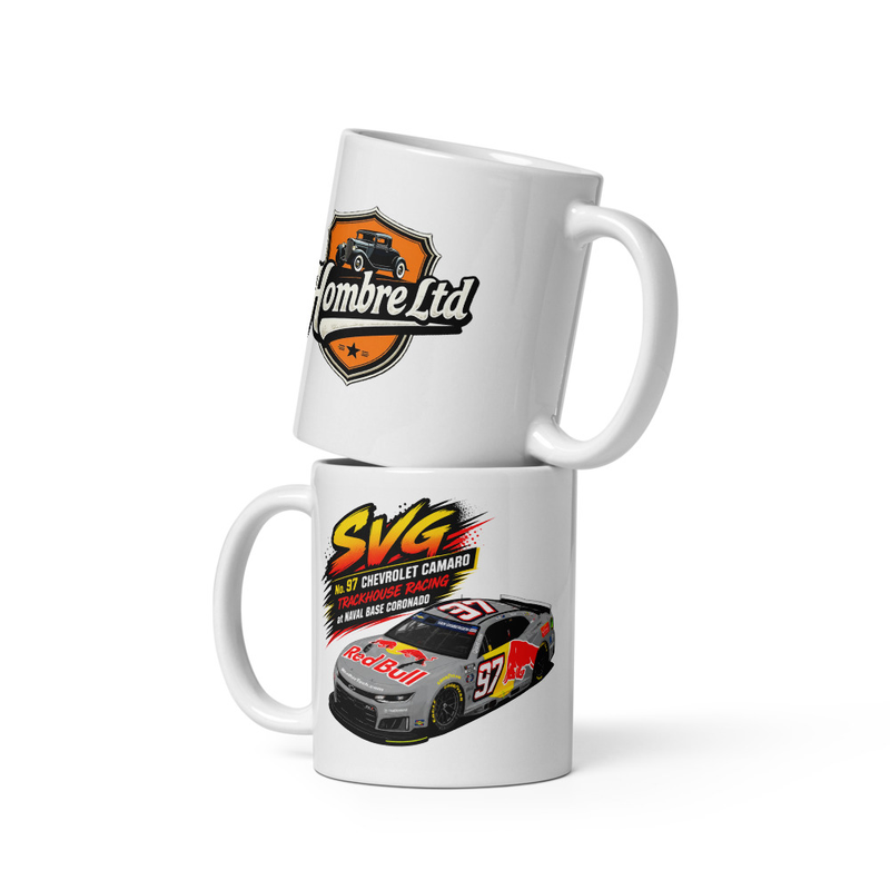 White glossy mug - SVG NASCAR #97 - Grey