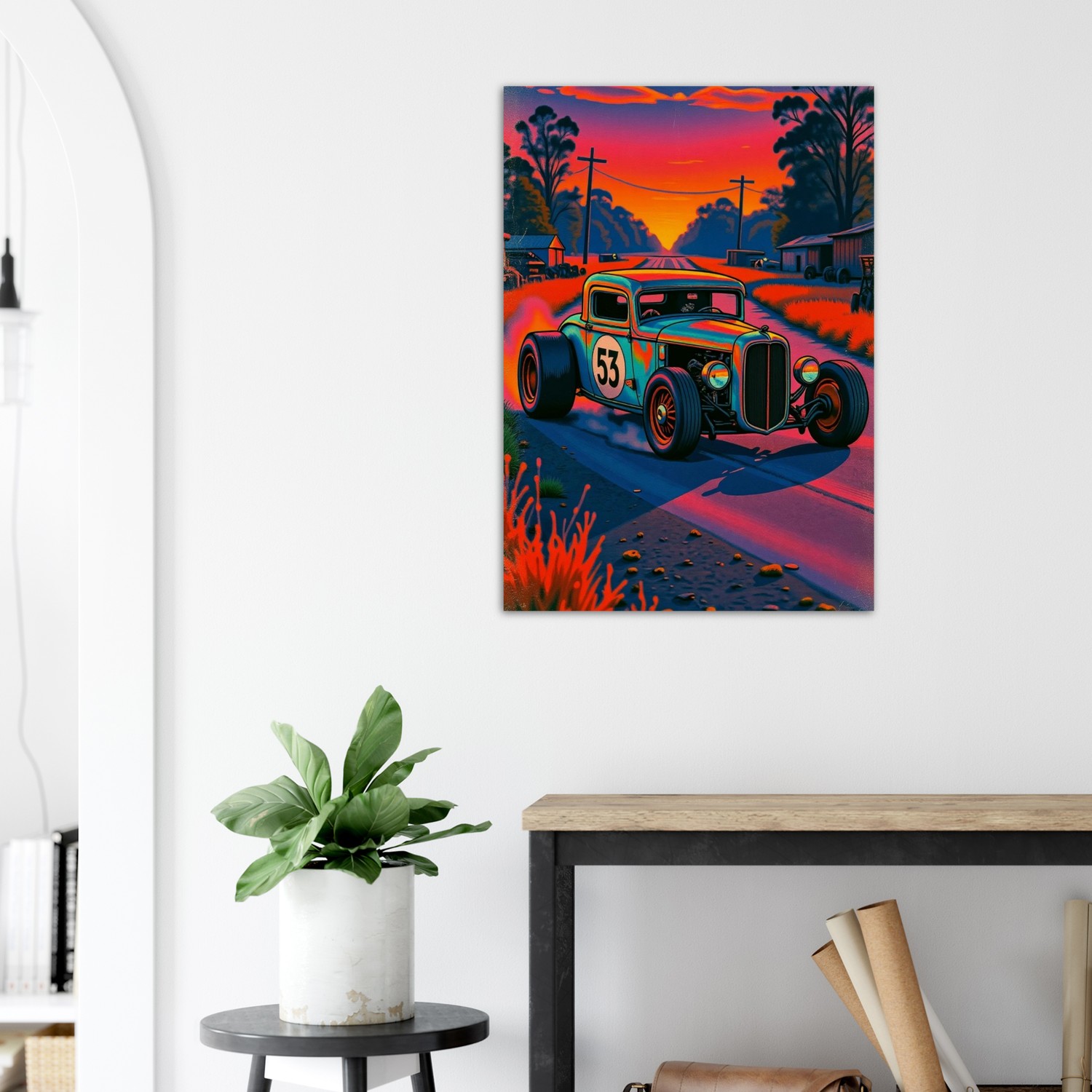 Neon Hot Rod Poster