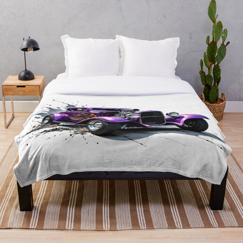 Purple Hot Rod Throw Blanket