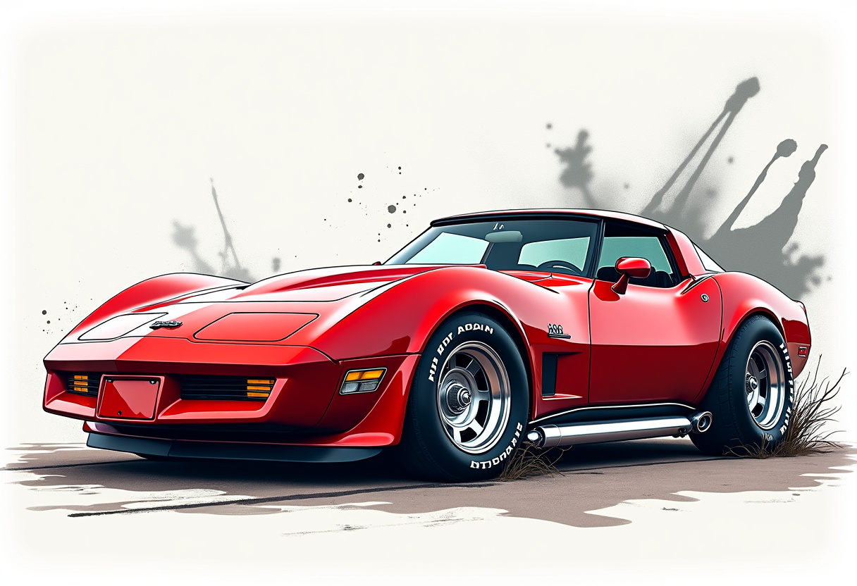 80s Corvette Stingray High-Res Automotive Art